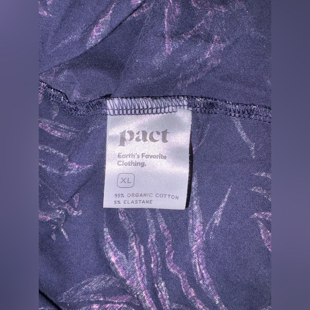 Pact Fit & Flare Shorty Midi Organic Cotton Dress in Navy Cream Palm Leaf - XL - Picture 10 of 16